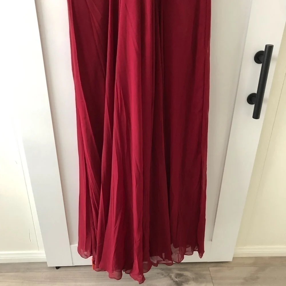 Dessy Collection Burgundy Chiffon Sweetheart Bridesmaid Gown Plus Dress 22